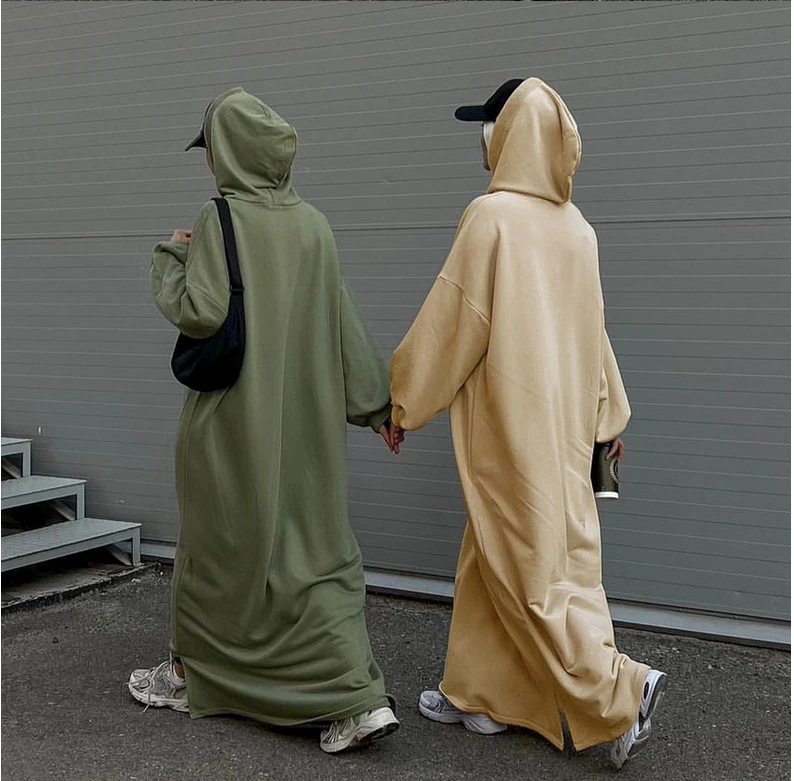 l 225 turkish winter hooded sweater dress solid color casual loose islamic abaya modest dress women l 225 turkish winter hooded sweater dress solid color casual loose islamic abaya modest dress women