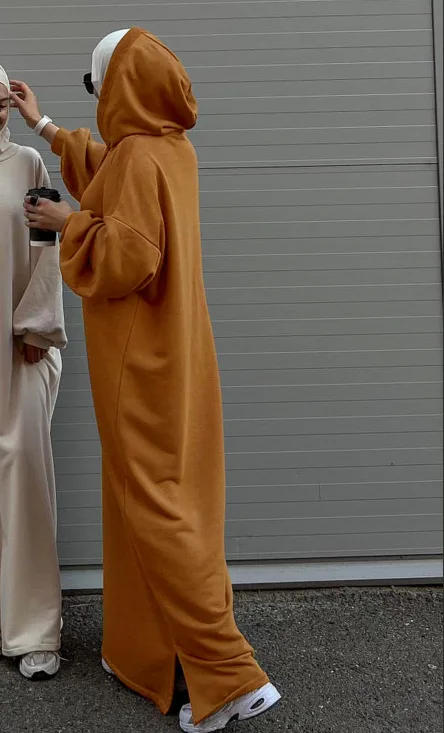 l 225 turkish winter hooded sweater dress solid color casual loose islamic abaya modest dress women l 225 turkish winter hooded sweater dress solid color casual loose islamic abaya modest dress women