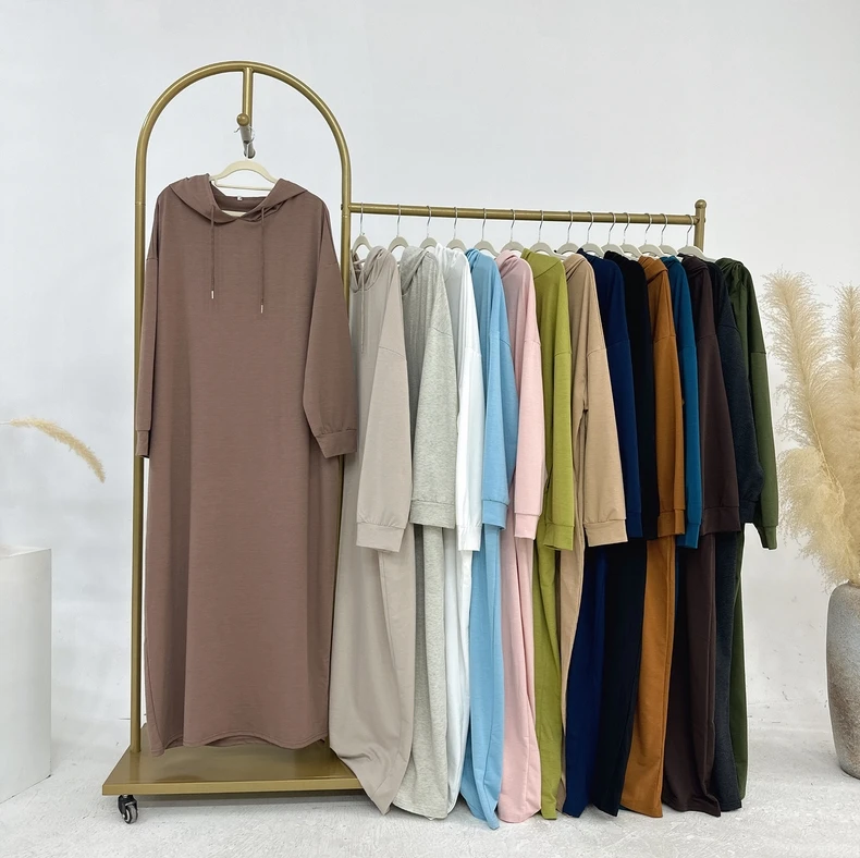 l 225 turkish winter hooded sweater dress solid color casual loose islamic abaya modest dress women l 225 turkish winter hooded sweater dress solid color casual loose islamic abaya modest dress women