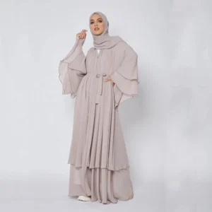 wholesale turkey oman elegant kimono islamic clothing women muslim dress two layers chiffon modest muslim dress open dubai abaya