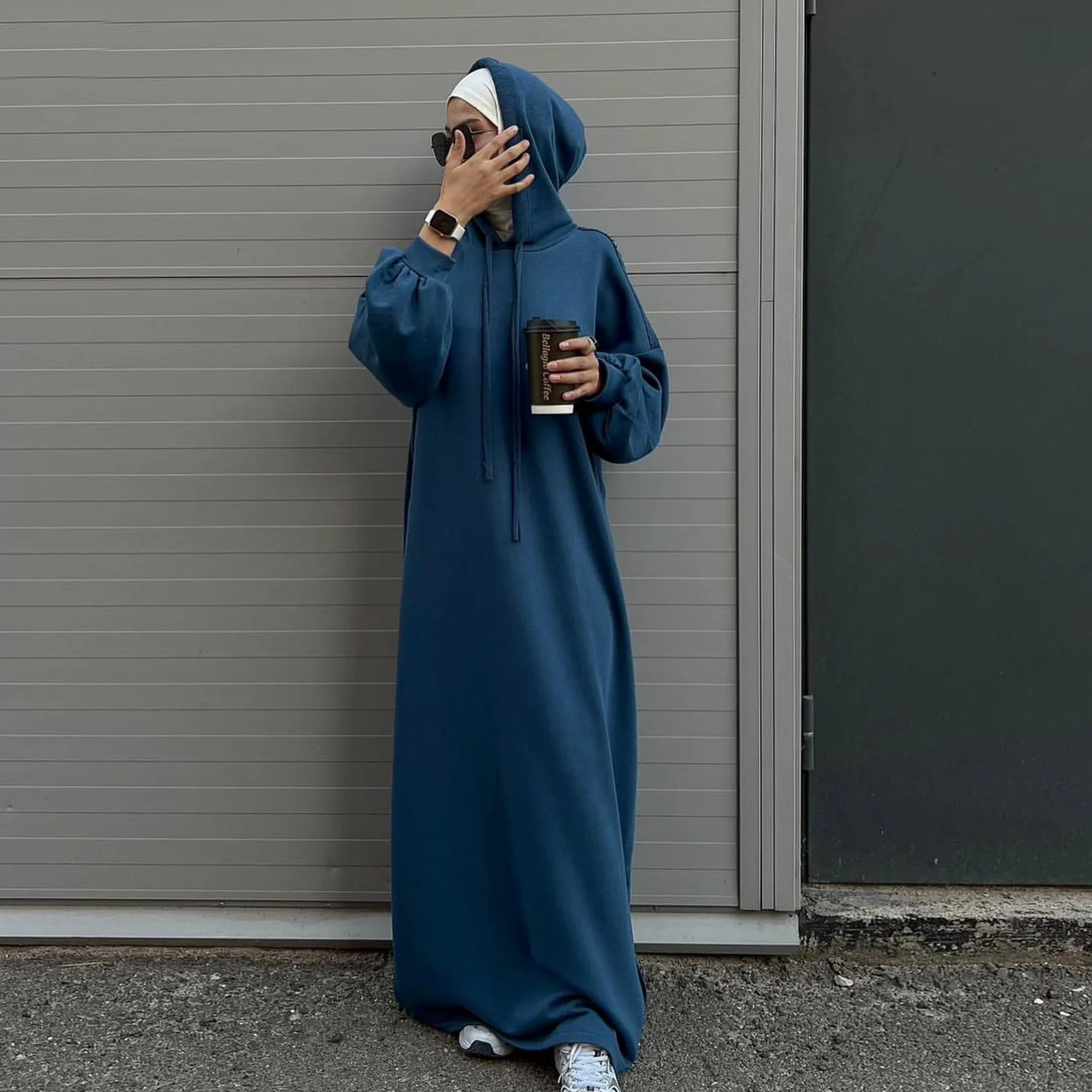 l 225 turkish winter hooded sweater dress solid color casual loose islamic abaya modest dress women l 225 turkish winter hooded sweater dress solid color casual loose islamic abaya modest dress women